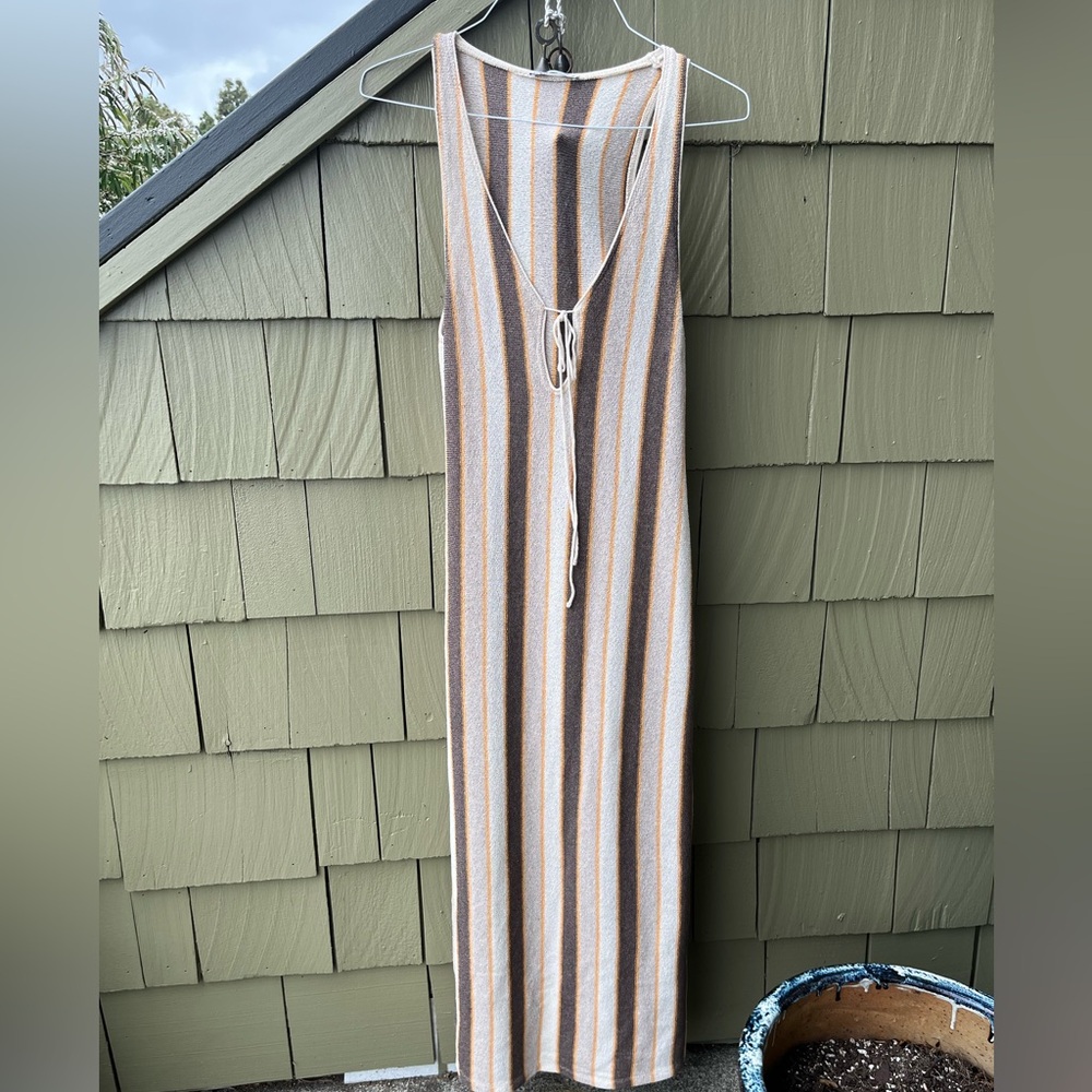 Zara Striped Sleeveless Maxi Dress M